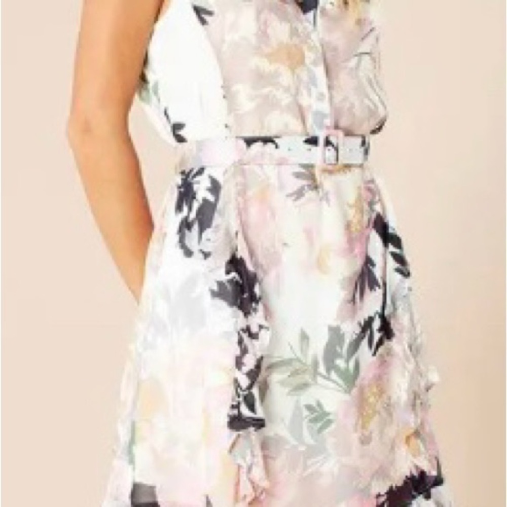 Hale Bob Pink and Green Mini Sundress Sleeveless
